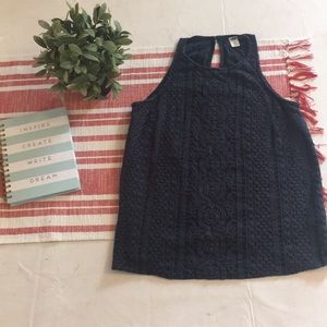 Old Navy charcoal gray raised tribal print tank